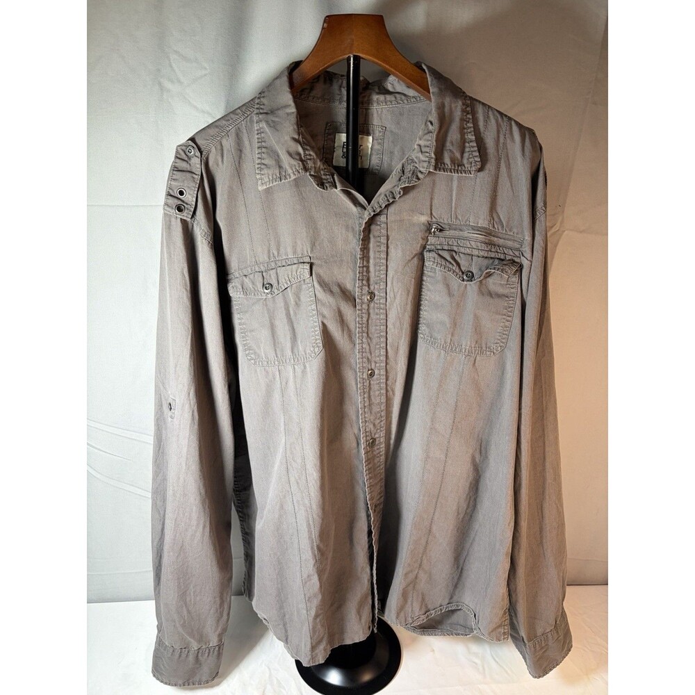 Men’s Paper Denim & Cloth Gray Button Down Shirt Size XXL 100% Cotton, Very Nice